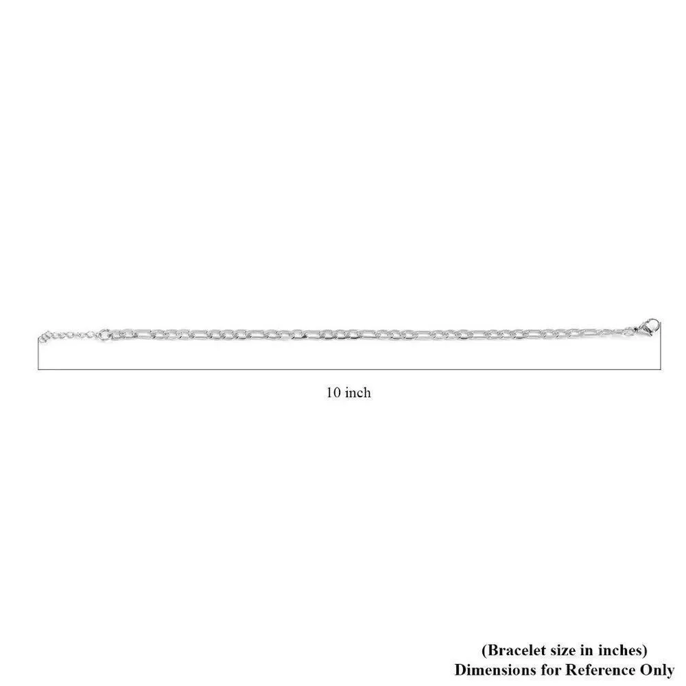 Figaro Chain Bracelet in Stainless Steel (9 In)